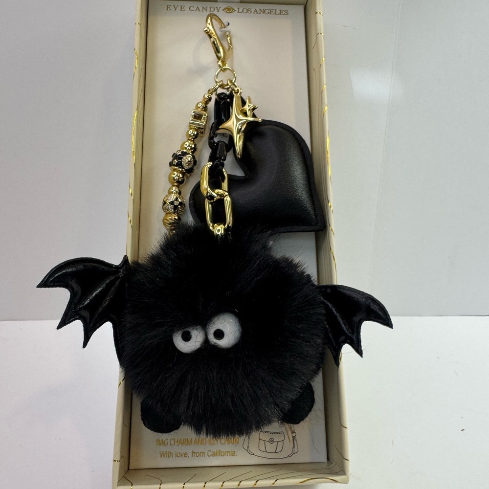 Eye Candy Goofy Bat Keychain with Gold Accents - Picture 2 of 3
